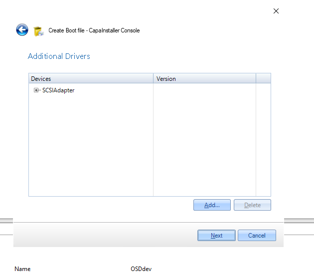 Additional Drivers step showing the driver list