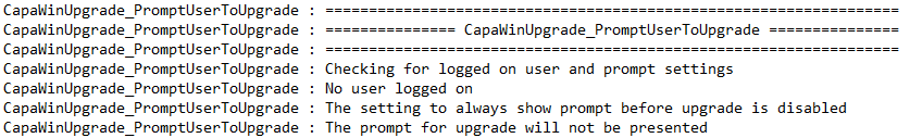 Further log output about the forced upgrade prompt