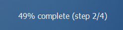 Installation screen status reading “49% complete (step 2/4)”