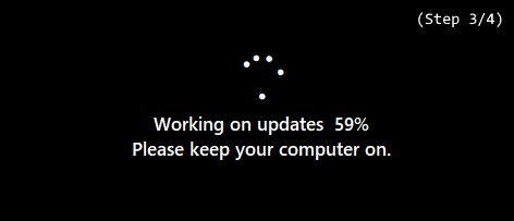 Installation screen during step 3 of 4