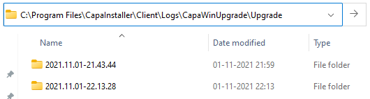 Log files kept in the history folder