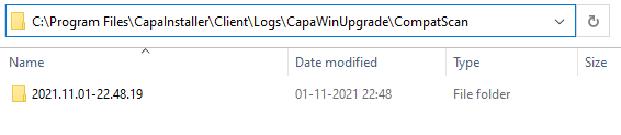 Log history folder listing