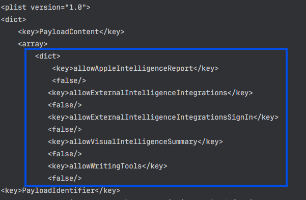 Custom configuration with all settings placed inside Payload Content