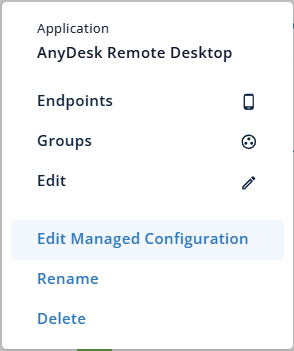 App three-dot menu with the Edit Managed Configuration option