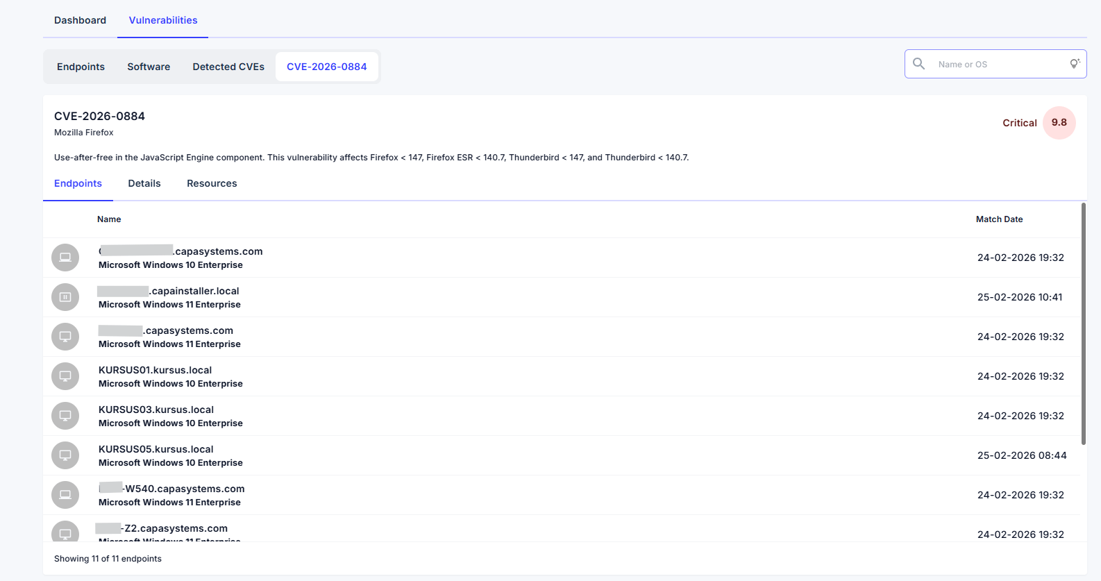 CVE details page
