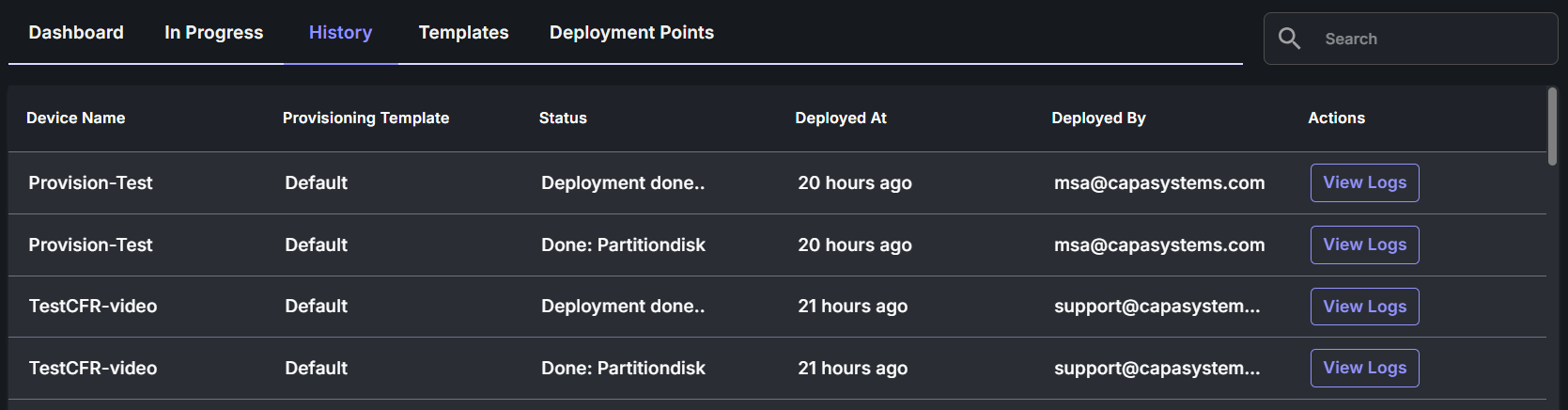 The History tab