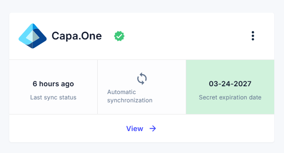 Integration action menu with Edit, Sync now, View integration, and Delete