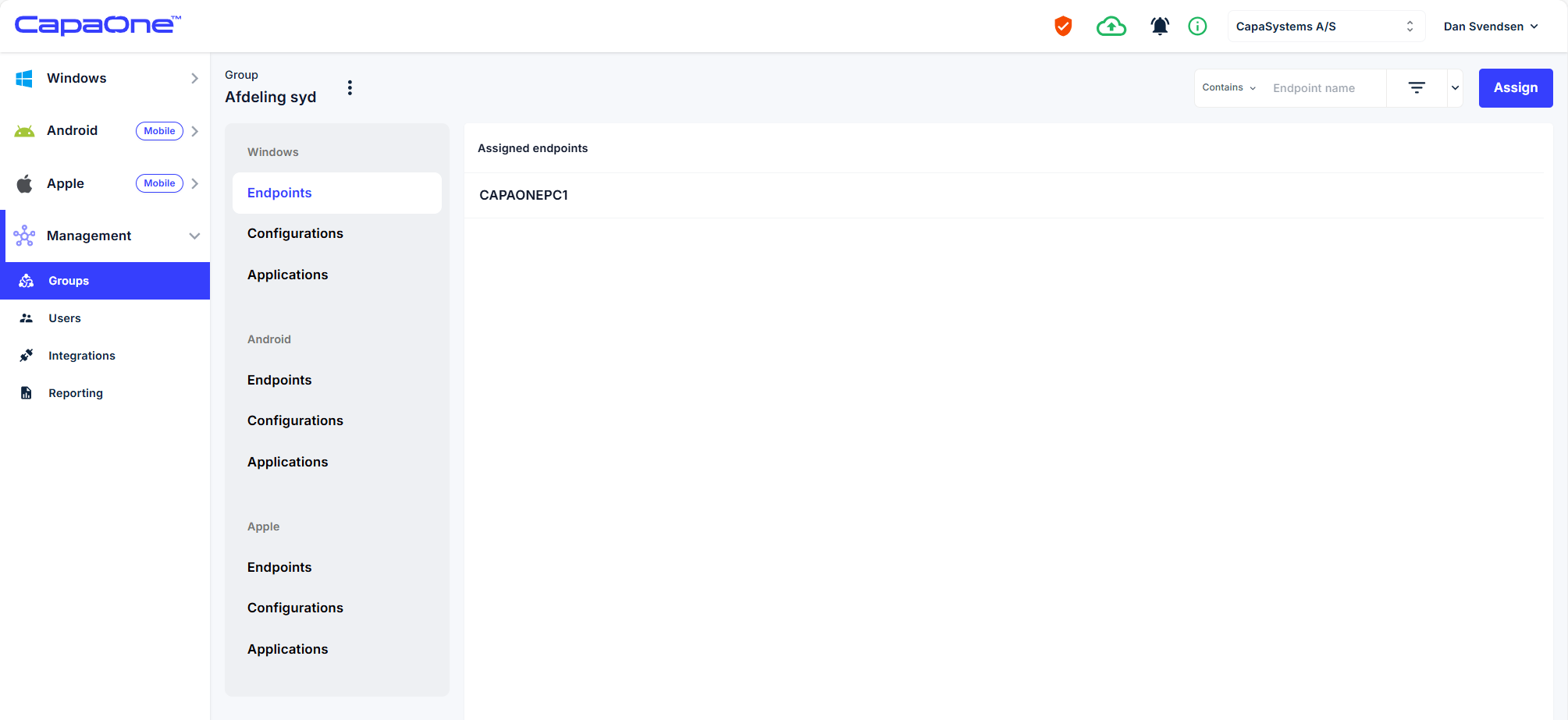 Group definitions view