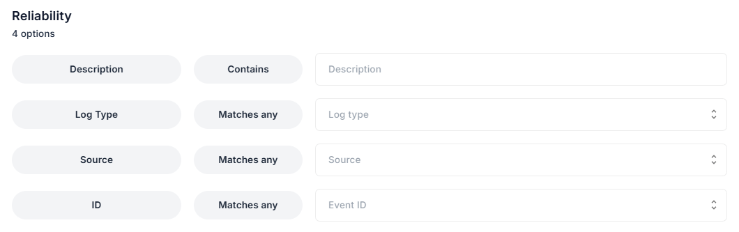 Event log filters