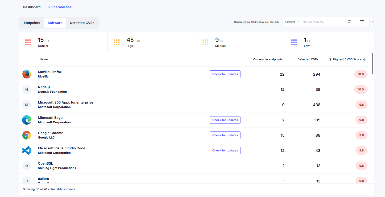 Software vulnerability view