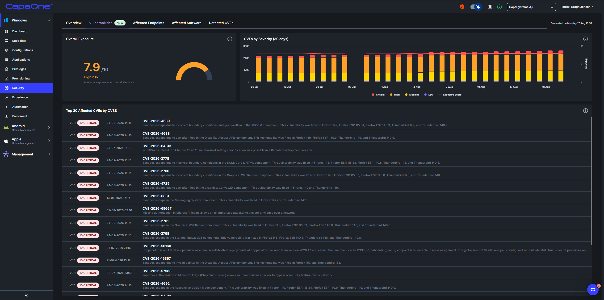 Vulnerabilities page views